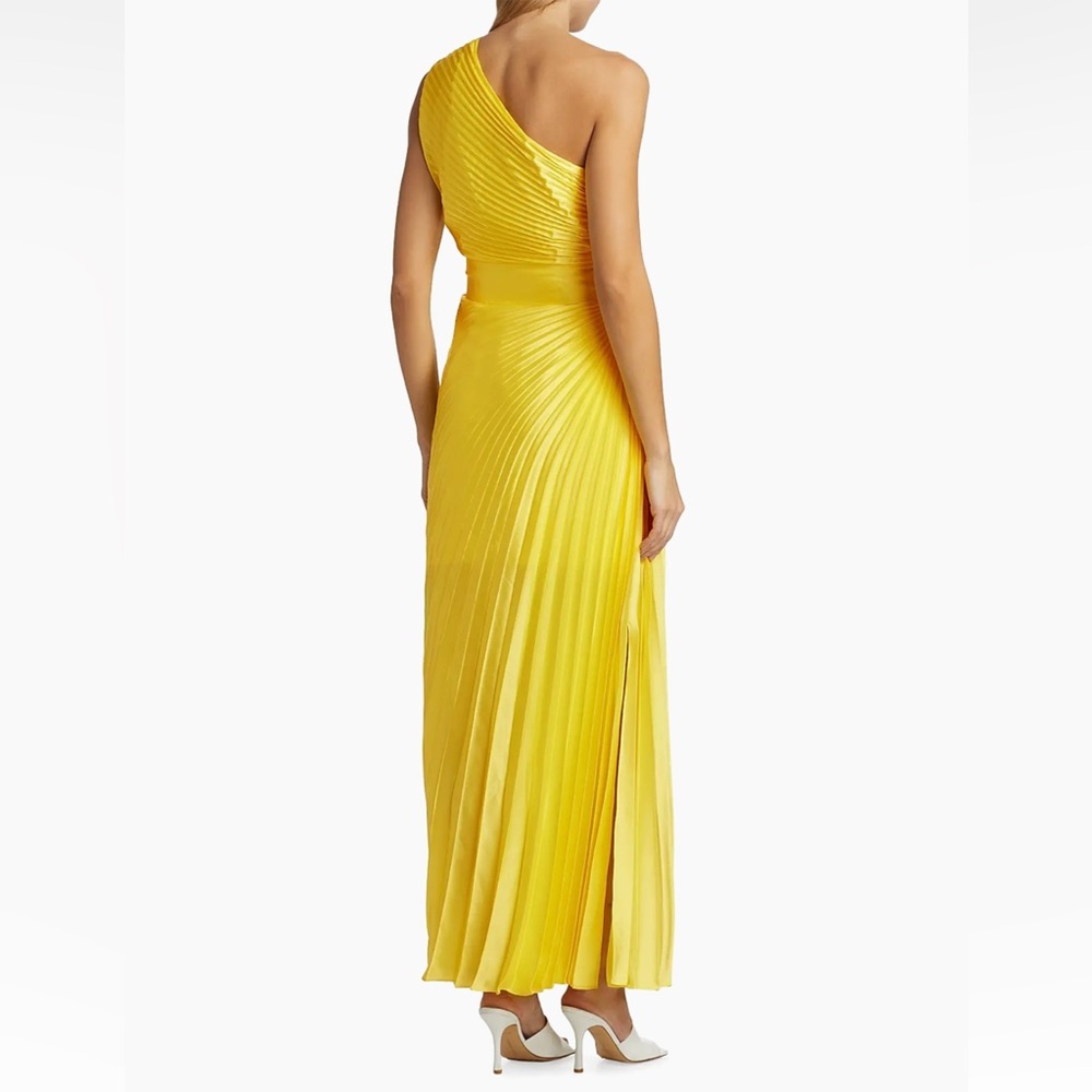 Milly Estelle Pleated Satin One-Shoulder Dress NWT Size 12 - Picture 4 of 9
